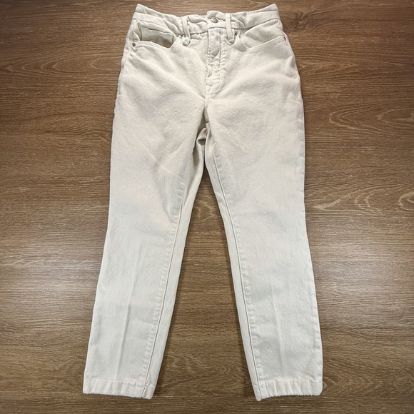Good American Denim - Good American Women's Ivory Straight Jeans Size 6/28 High Rise Crop Stretch